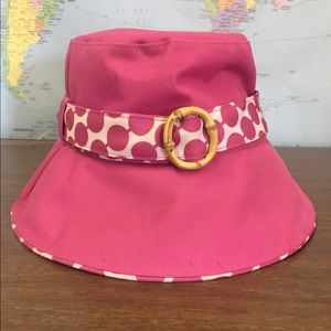 Pink polka dot reversible canvas cotton hat